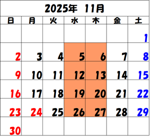 2025-11 カレンダー